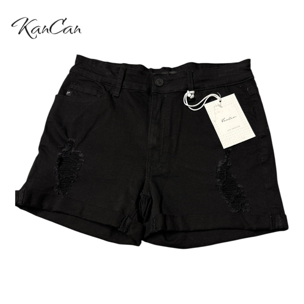 NWT KanCan Black Distressed Jean Shorts - Picture 2 of 11